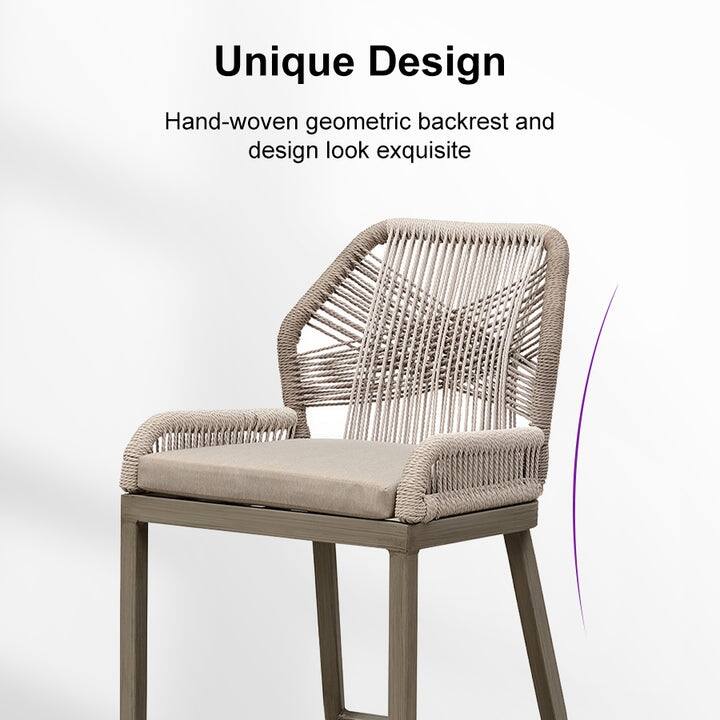 PURPLE LEAF 2 Set of Modern Bar Stool with Backrest and Arm,Upholstered Chair and Aluminum Legs