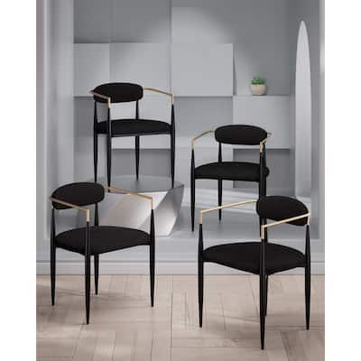 Morden Fort Modern Dining Chairs Upholstered Metal Boucle Velvet Armchair Set of 4