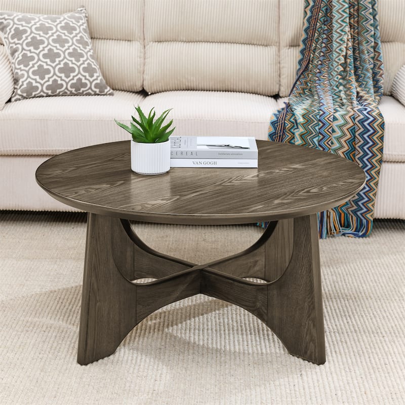 36" Round Wooden Coffee Tables for Living Room