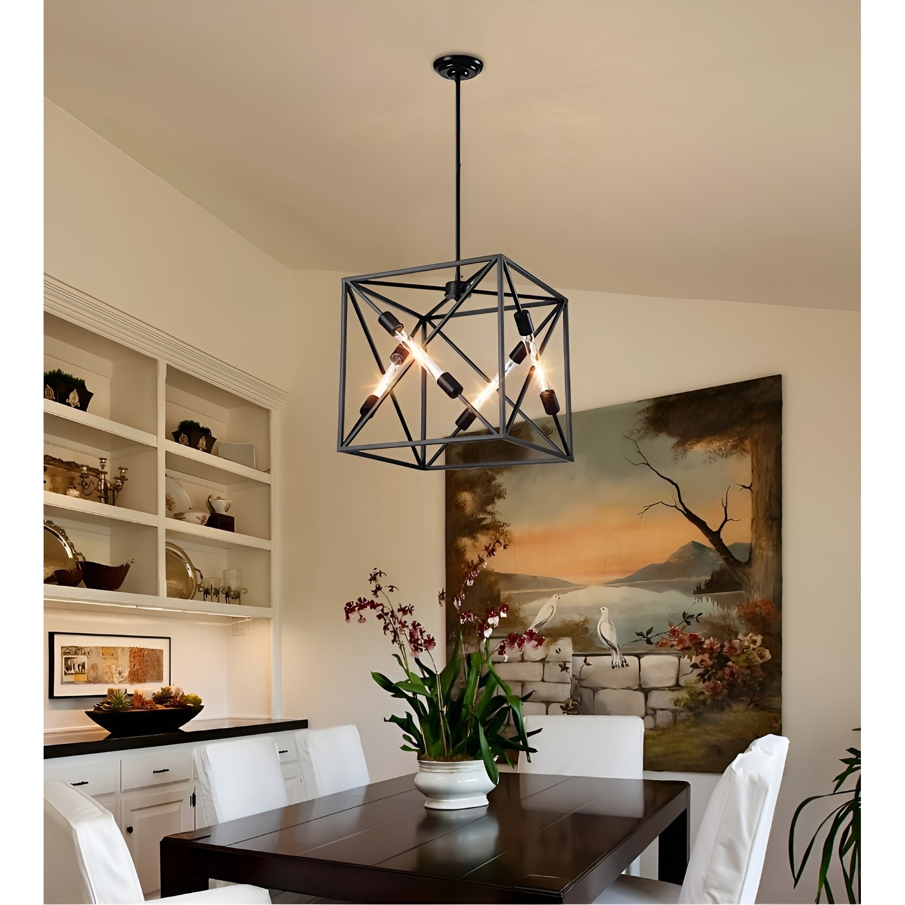 Futuristic Square Metal Cage Pendant ...