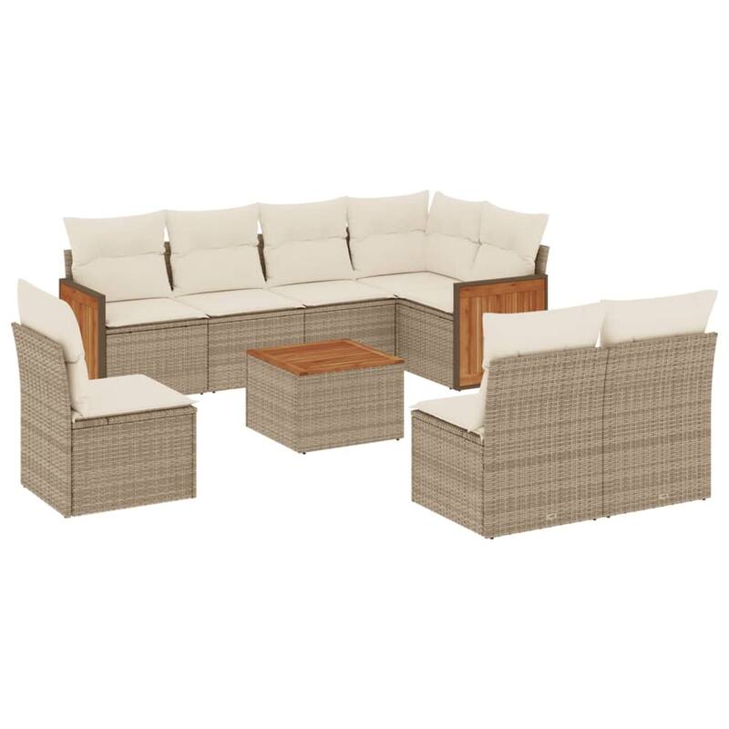 vidaXL Patio Sofa Set with Cushions Outdoor Conversation Furniture Poly Rattan
