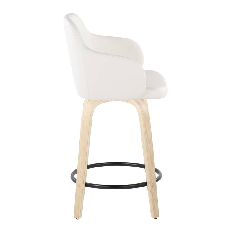 Carson Carrington Iglabo 24" Fixed-Height Counter Stool with Bent Wood Legs and Round Footrest (Set of 2)