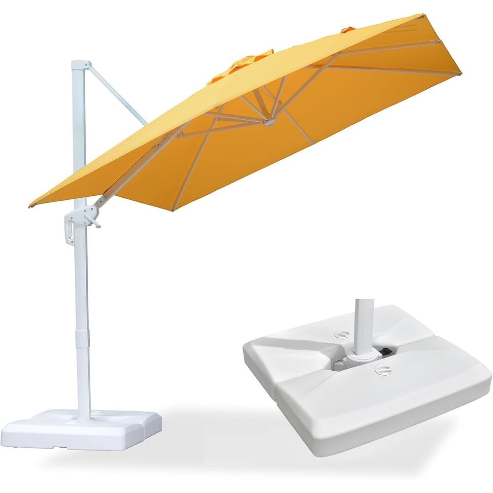 PURPLE LEAF White Square Cantilever Patio Umbrella With Base