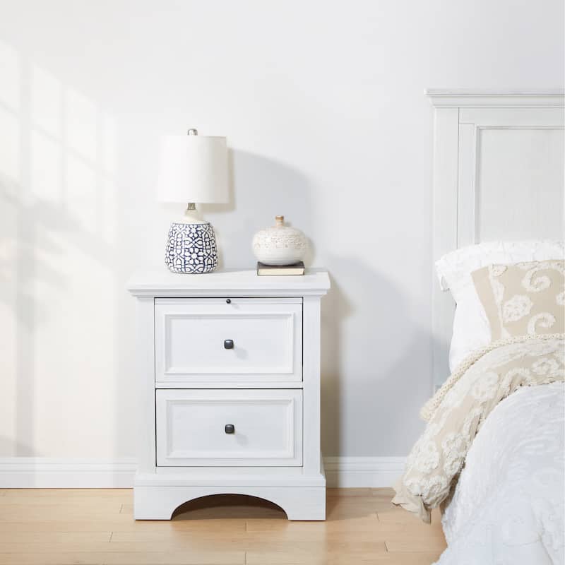 Farmhouse Basics Nightstand - White Washed - 2-drawer
