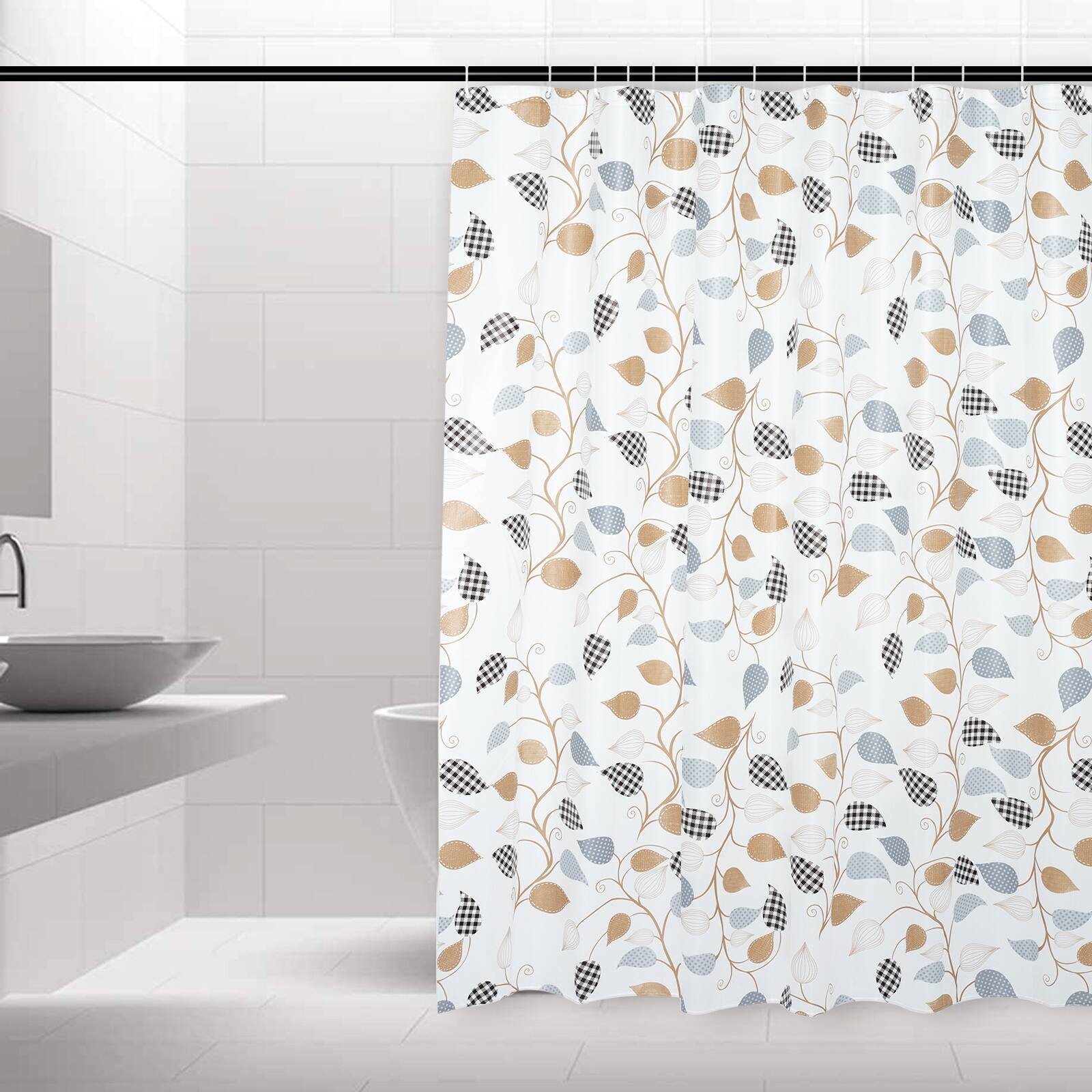 Global Pronex PEVA Printed Shower Curtain with Metal Buckle and Ctype