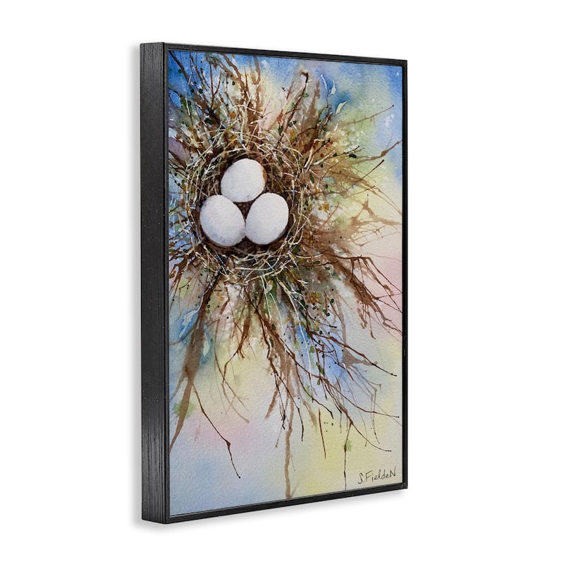 Stupell Modern Watercolor Bird Nest Framed Giclee Art Design By Stephanie Fielden