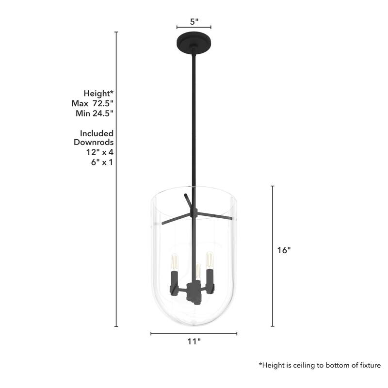 Hunter Sacha 3-Light Pendant - Entry, Dining Room, Kitchen Island - Transitional, Contemporary