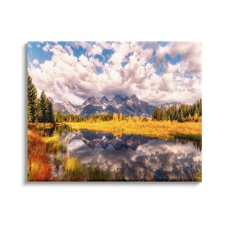 Stupell Cloudy Mountain Pond Canvas Wall Art Design by Lena Owens - Bed ...