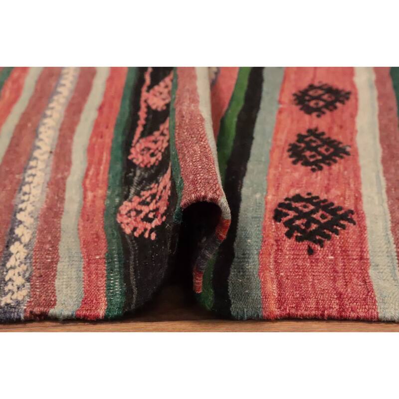Hand Woven Oriental 100% Wool Carpet Southwestern Tribal Multi-Colored Kilim Area Rug - 10' 8'' X 4' 11''