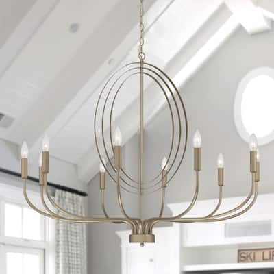 10 - Light Candle Style Geometric Chandelier - 39.37"D*39.37"W*33.54"H