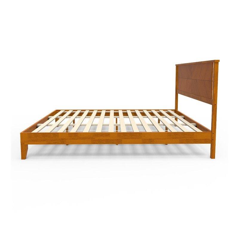 Twin Size Deluxe Bed Frame with Headboard with Solid Wood, No Box Spring Needed, Easy Assembly, White