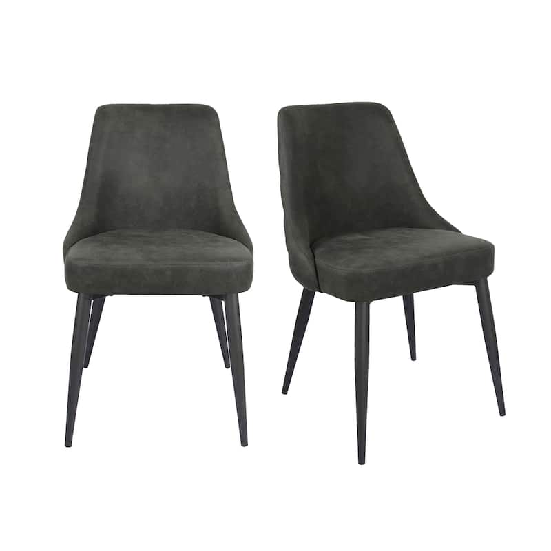 Set of 2 Microfiber Upholstered Dining Chairs, Grey