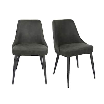 Set of 2 Microfiber Upholstered Dining Chairs, Grey