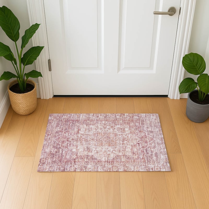 Premium Washable Super Soft Vintage Traditional Mayfield Rug - Paprika - 1'8" x 2'6"