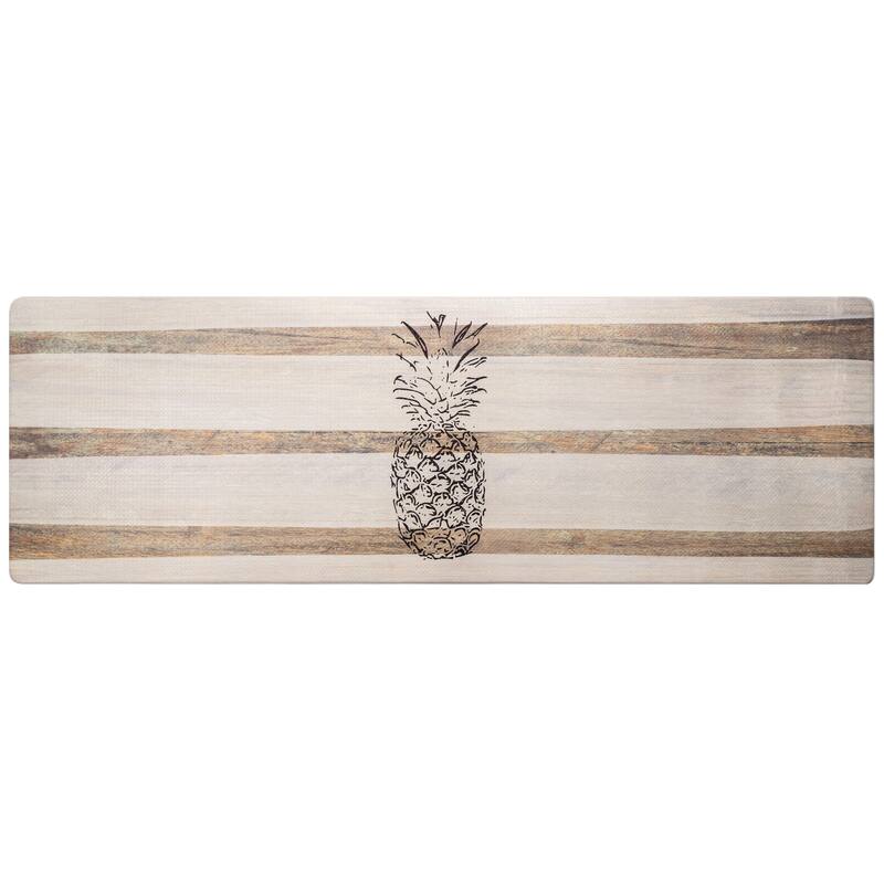 SoHome Cozy Living Pineapple Anti-Fatigue Kitchen Mat, Beige/Black - 17.5"x55"