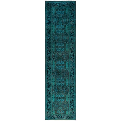 Overdyed One-of-a-Kind Hand-Knotted Area Rug - Green - 2' 8" x 10' 7"