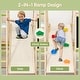 preview thumbnail 5 of 6, EROMMY Indoor Jungle Gym for Toddlers, 9-in-1 Wooden Climbing Set with Slide, Swing, Rock Wall, and Monkey Bars - Macaron
