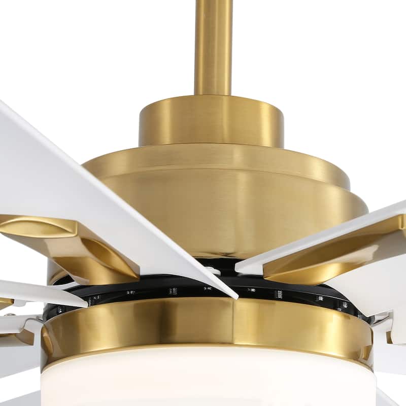 72-in Gold LED Indoor Chandelier Ceiling Fan with Light Remote (8-Blade)