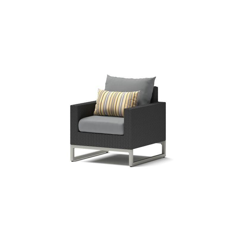 Milo Espresso 5 Piece Sunbrella Outdoor Patio Club Chair Conversation Set
