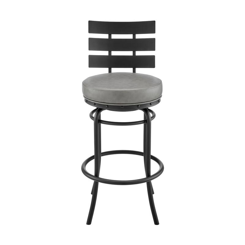 Natya Modern Swivel Counter/Bar Stool in Faux Leather and Metal