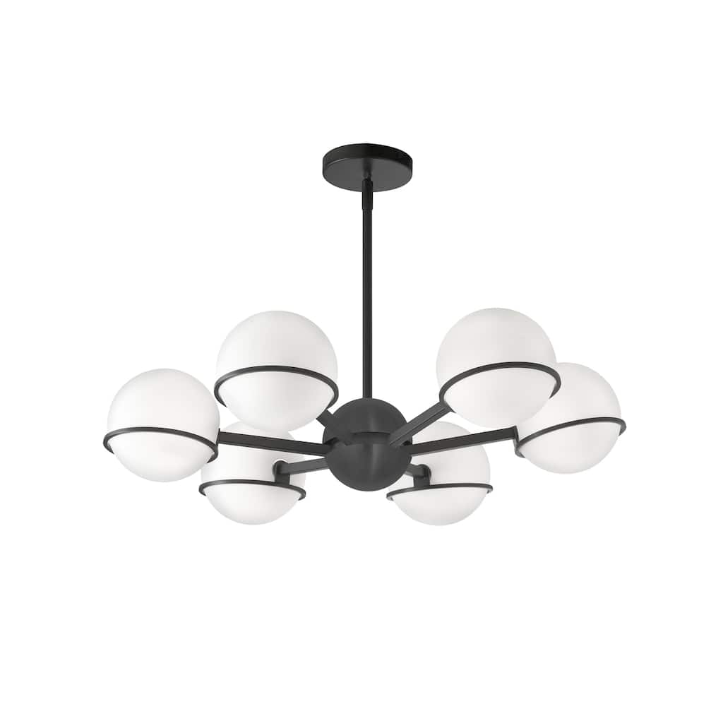 6 Light Chandelier Matte Black, Style Ceiling Light Fixture, G9 Socket, Dimmable - 6.25
