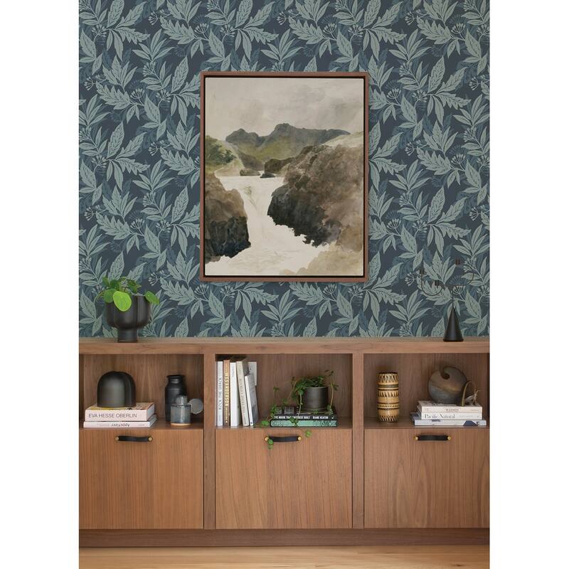 A-Street Prints Anita Teal Woodland Floral Wallpaper
