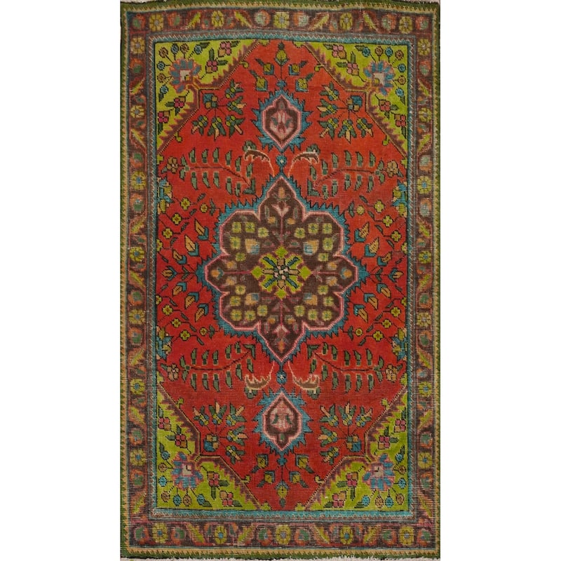 Hand Knotted Oriental 100% Wool Carpet Traditional Floral Oranges & Rust Tabriz Area Rug - 5' 3'' X 3' 3''