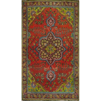 Hand Knotted Oriental 100% Wool Carpet Traditional Floral Oranges & Rust Tabriz Area Rug - 5' 3'' X 3' 3''
