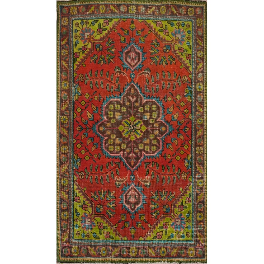 Hand Knotted Oriental 100% Wool Carpet Traditional Floral Oranges & Rust Tabriz Area Rug - 5' 3'' X 3' 3''