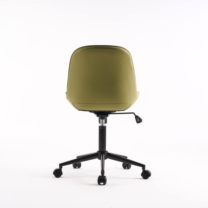Armless Swivel Office Chair, Faux Leather Task Chairs with Wheels