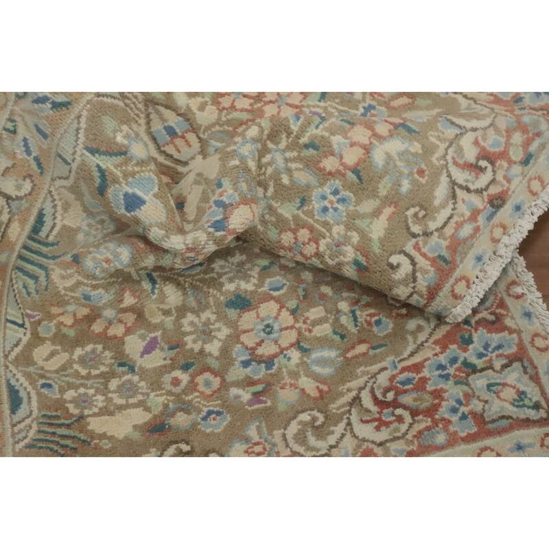 Hand Knotted Oriental 100% Wool Carpet Traditional Floral Brown Kerman Area Rug - 2' 9'' X 1' 10''