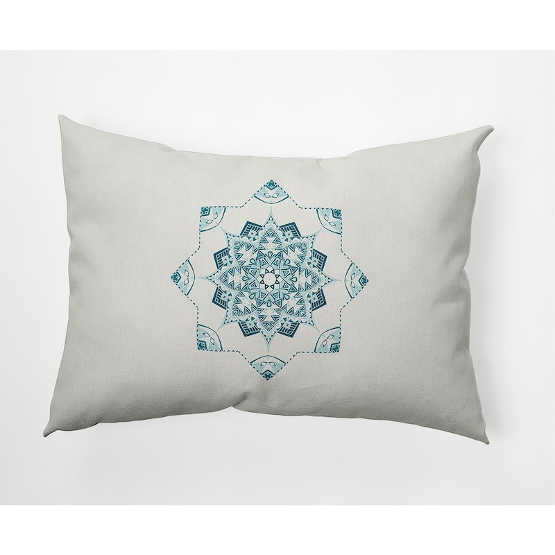 Snowflake Star Winter Soft Spun Polyester Indoor/Outdoor Throw Pillow - 14" x 20" - Teal