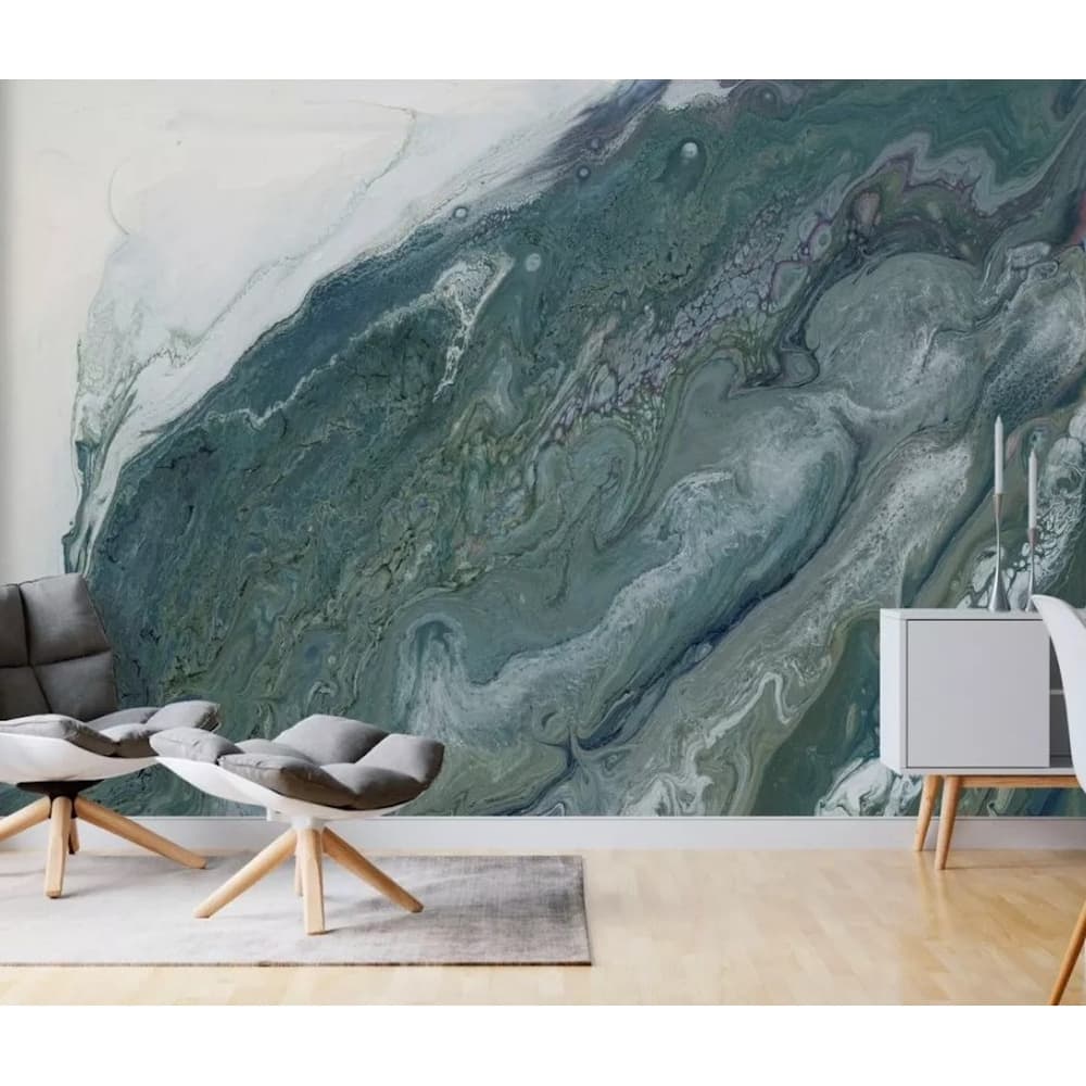 GK Wall Design Dark Green Marble Green Brush Removable Wallpaper