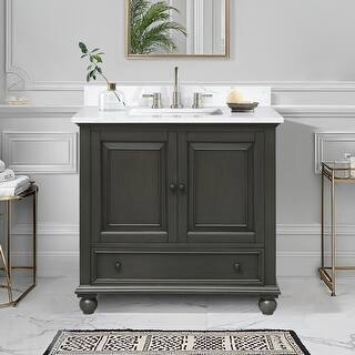 Thompson 36 in. Single Sink Bathroom Vanity with Engineered Stone Top - 37"W x 22"D x 35"H