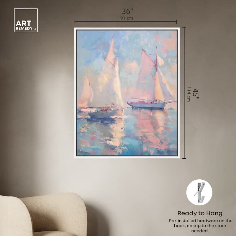 Art Remedy Set Sail Framed Sailing 1 Piece Canvas Wall Art
