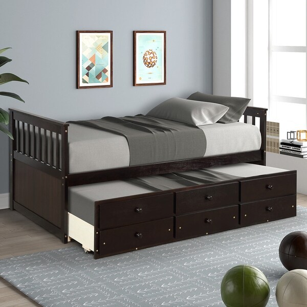 Espresso twin hot sale bed with storage