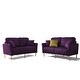 preview thumbnail 27 of 51, 2 Piece Living Room Sofa Set, Velvet Upholstered, Solid Manufactured Frame, Reversible Cushions, Metal Feet, Flared Armrests