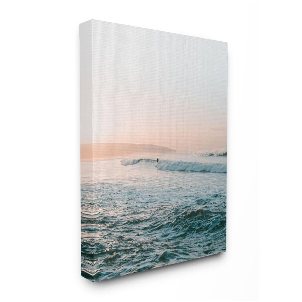 Stupell Surfing the Tide Beach Wave Photograph Canvas Wall Art - Blue