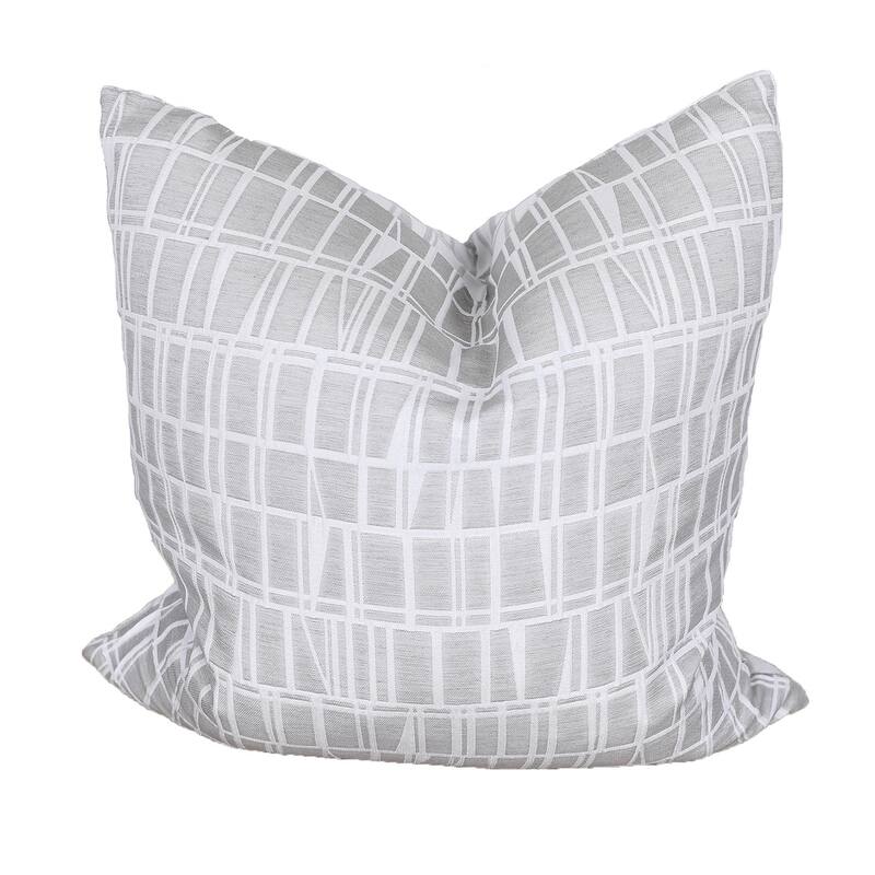 HomeRoots 20" X 20" Gray and White Geometric Polyester Zippered Pillow