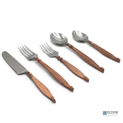 Elyon Rosman Hammered Reflective Copper 20 Piece Flatware Set Indian Artisan-Made Set Hand-Forged Stainless Steel Service for 4