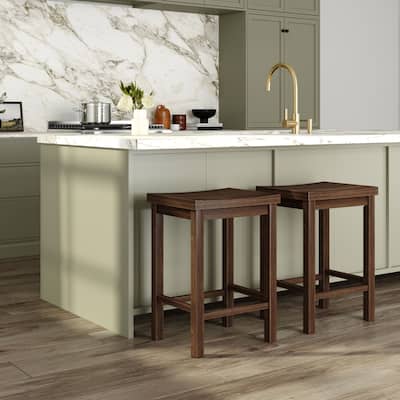 Now Furniture Solid Wood Backless Saddle Seat Counter Height Stool