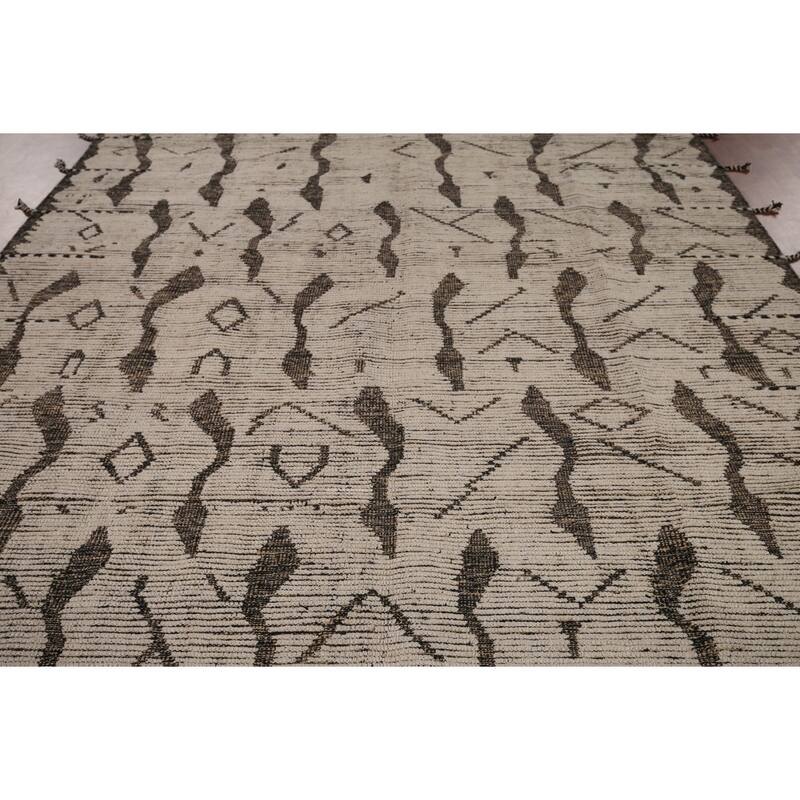All-Over Abstract Moroccan Area Rug Handmade Modern Wool Carpet - 7'10"x 11'10"