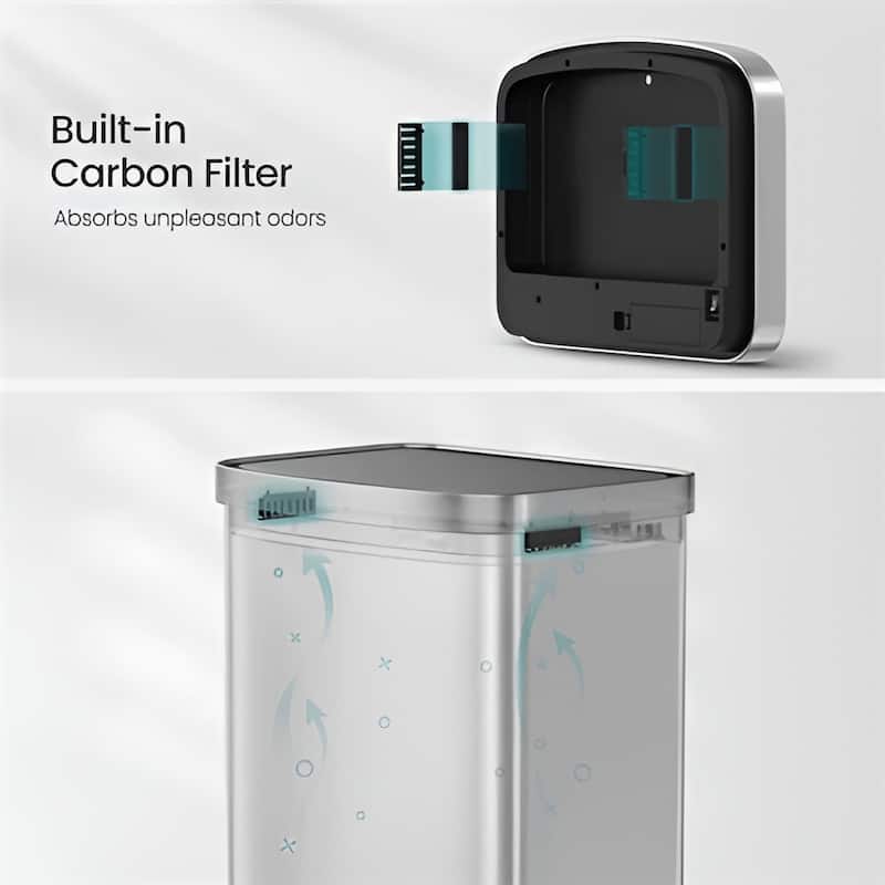 Plastic Steel 13-Gallon Motion Sensor Lid Kitchen Trash Can