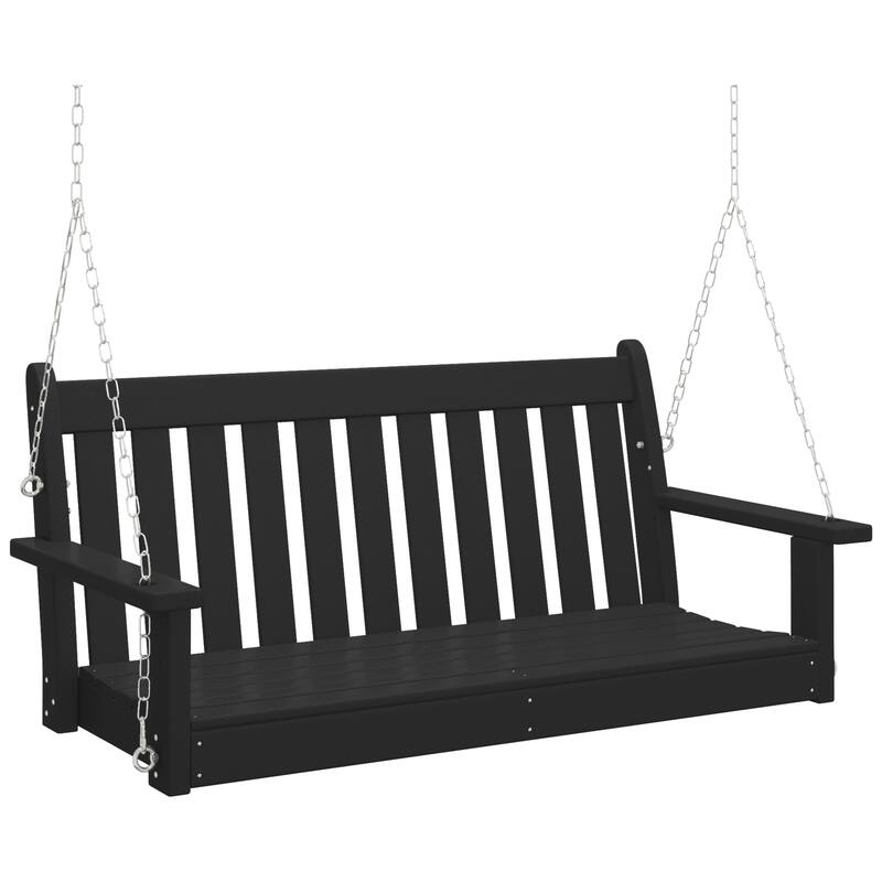 Laguna Outdoor Patio 51 Inch Traditional Hanging Porch Swing - Black