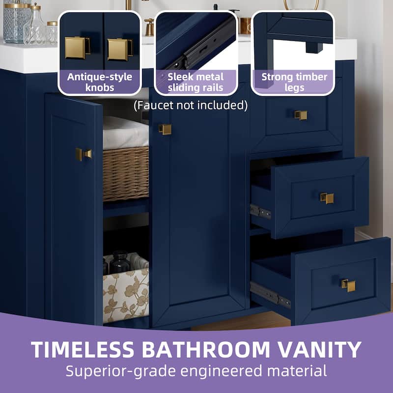Moasis 36"/42" Bathroom Vanity with Sink Set and 2 Soft-Closing Doors & 3 Drawers