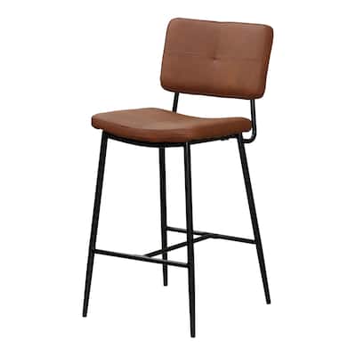 Unique Design Bar Stools Set of 2 Faux Leather Upholstered Counter Chair Modern Industrial Armless Stools for Kitchen Island