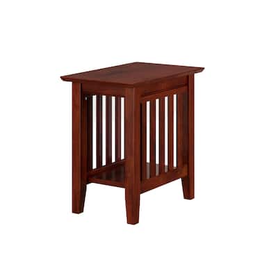 Side Table Walnut Finish - Solid Hardwood Accent Table for Living Room Chair - 22x14 Inch - 22