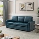 preview thumbnail 1 of 53, Ernando 83.46" Wide Genuine Leather Sofa with Squared Arms and Pillows TURQUOISE
