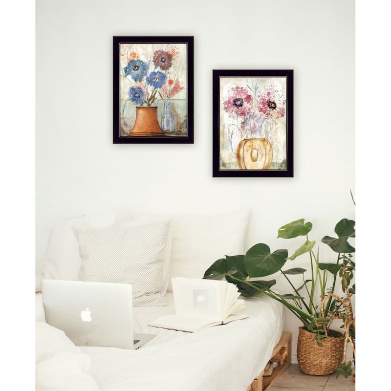 Trendy Decor 4U "Floral Dreams I & II" Printed Framed Wall Art by Ed Wargo
