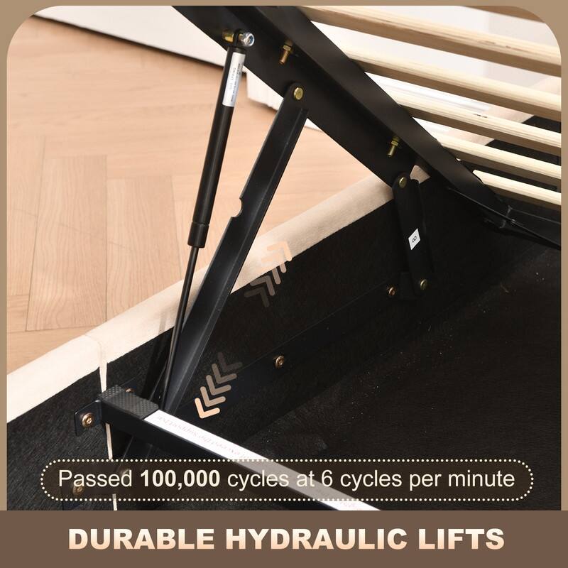 Plywood Frame Upholstered Platform Bed with Lift-up Storage